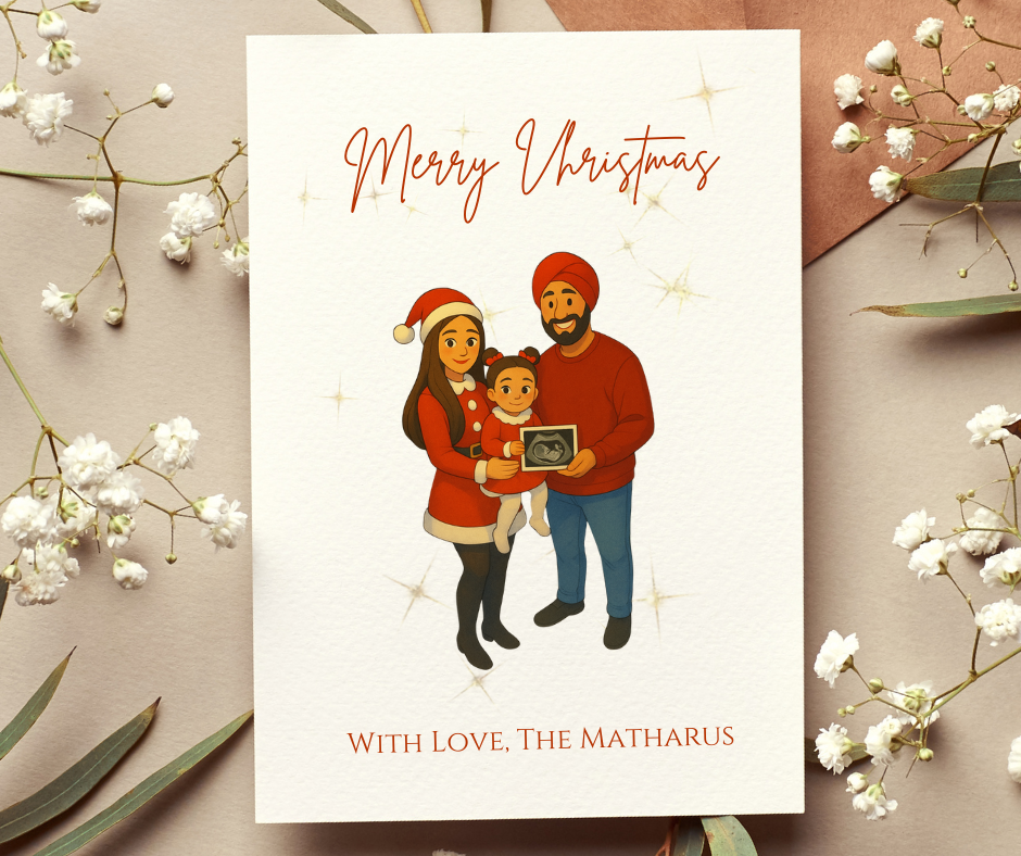 BKM Family Cartoon Image Christmas Tree Card